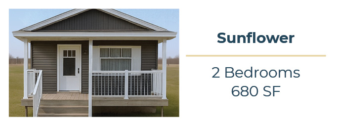 Bluebell Home | Glendale Homes Park, Brandon, MB Sunflower small home - 2 bedrooms, 680 SF